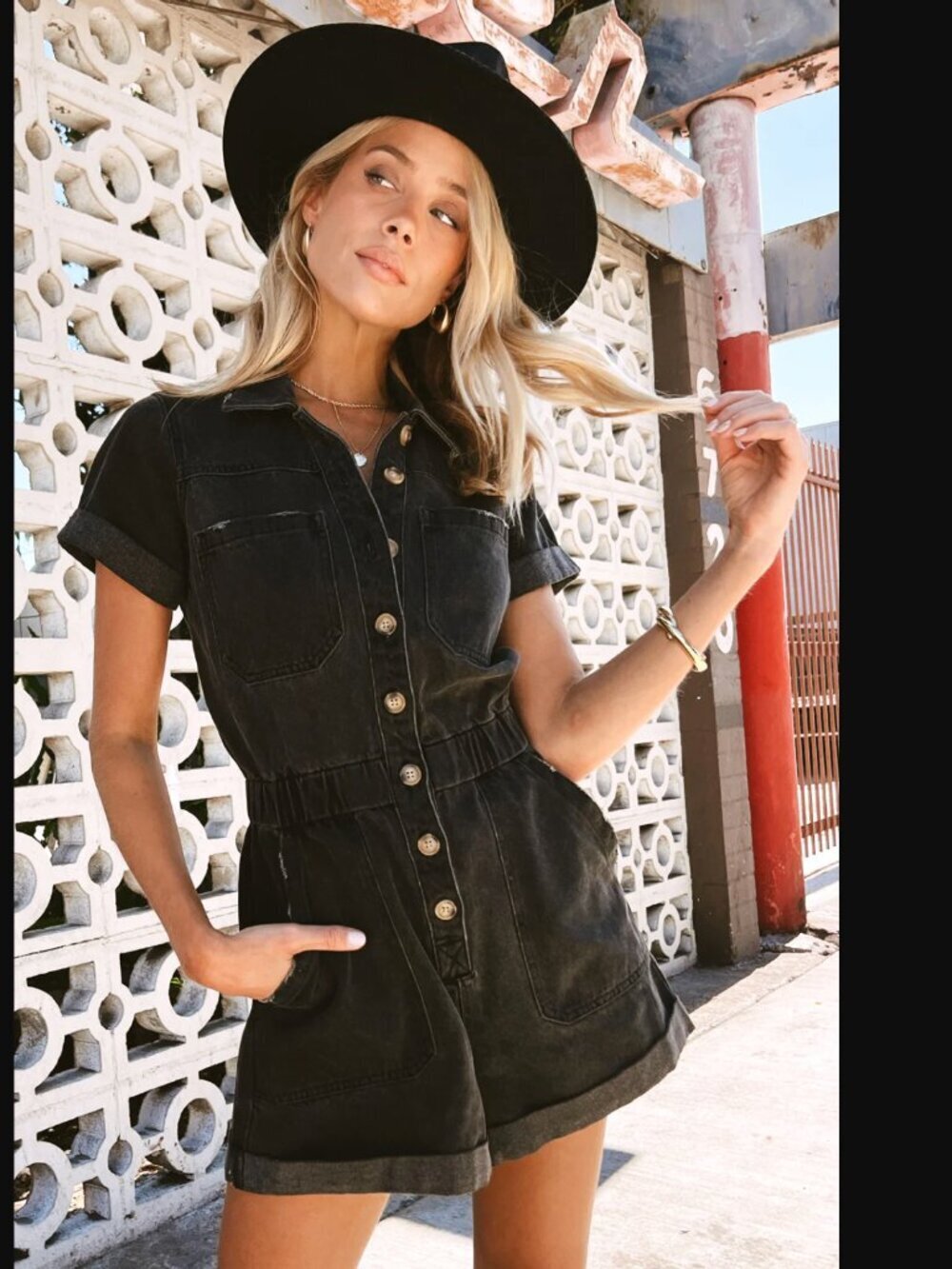 Show Me Your Mumu Cannon Romper in Washed Black